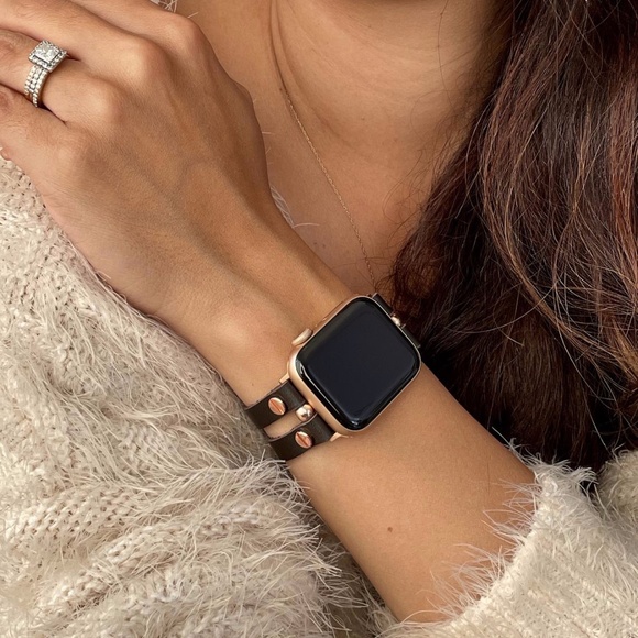 Apple Watch Leather Band Dark Brown Rose Gold main image 7